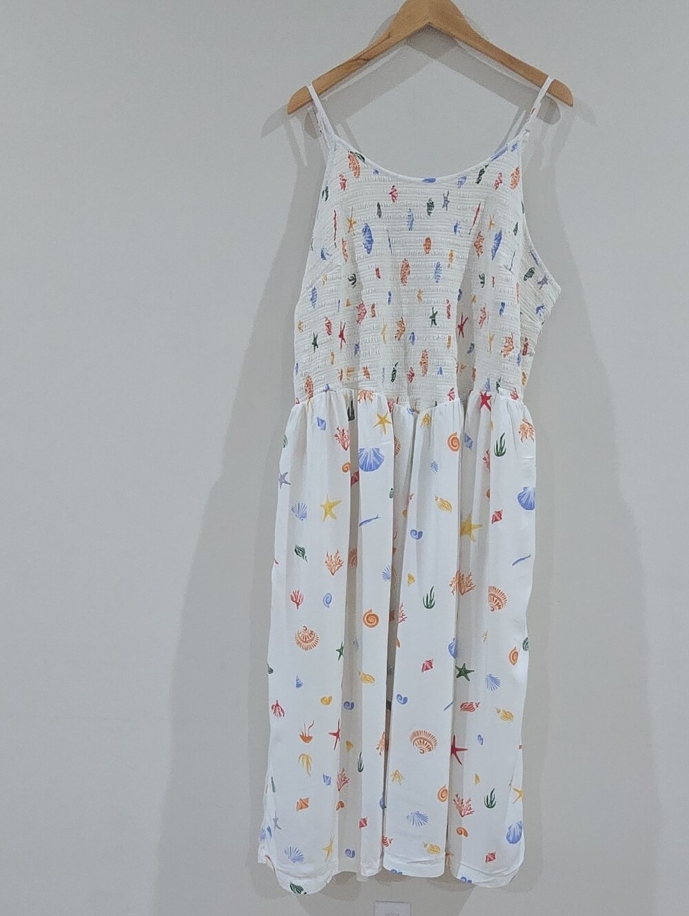 Plus Size Flattering Cream Seashell V-Waist Midi SunDress Size 3X